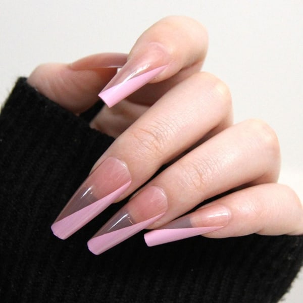 24 stk Fake Nails Long French W461 W461 W461