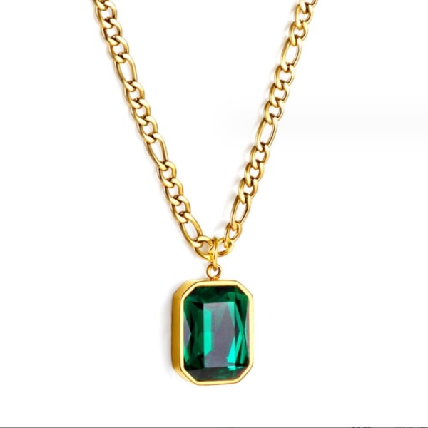 Krystallanheng Halskjede Retro Halskjede GULL&GRØNN gold&green