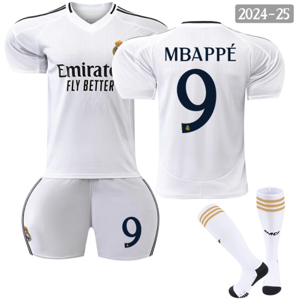 2024-2025 Real Madrid Hemma fotbollströja för barn nr 9 Mbappé 28