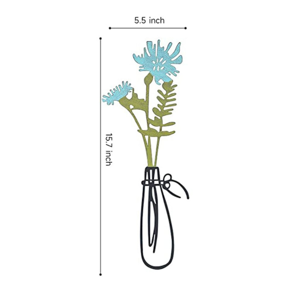 1/3stk Metall Floral Veggoppheng Jernkunst Fargerik Blomstervegg blue