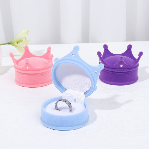 Crown Ring Smykkeskrin Smykke Organizer Opbevaring PINK Pink