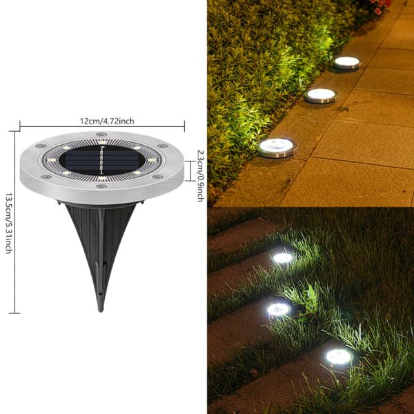 8LED Night Buried Light Solar Ground Light VIT LJUS VIT white light