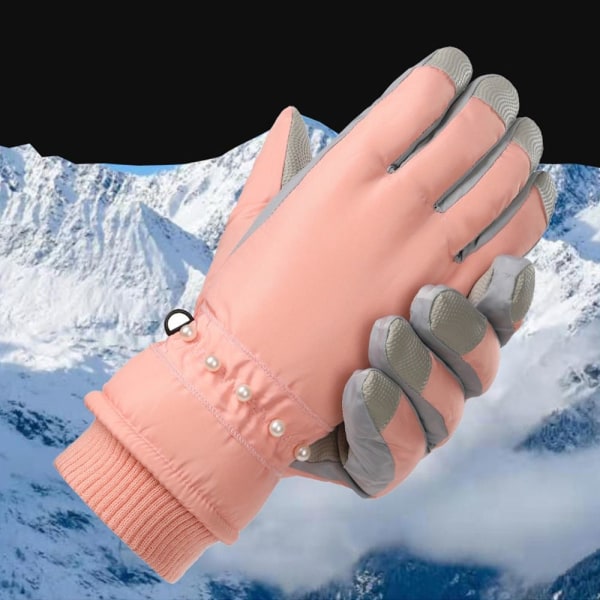 Dame Plysjhansker Snowboard Skihansker LYSROSA light pink