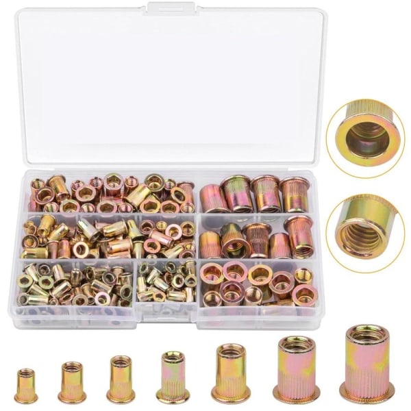190 kpl Niittimutterit Mutterit Rivnuts Kit -kierremutterit