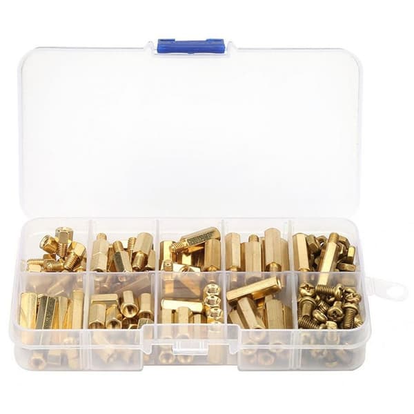 180 st Hex Mässing Spacer Sortiment Kit Standoff skruvmutter