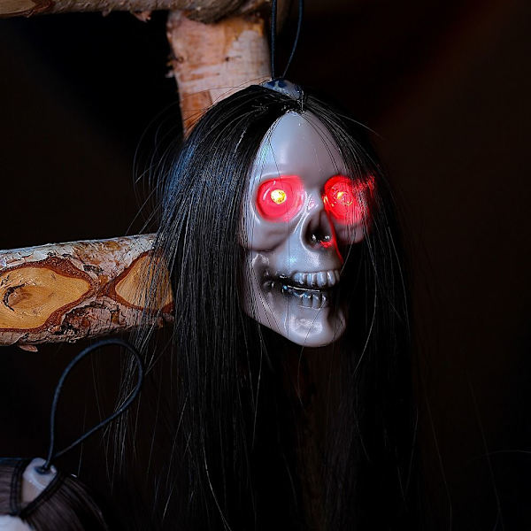 Halloween hængende spøgelse kranium Langt hår Spøgelse Terror Kranie Spøgelseshoved Skelet rekvisitter