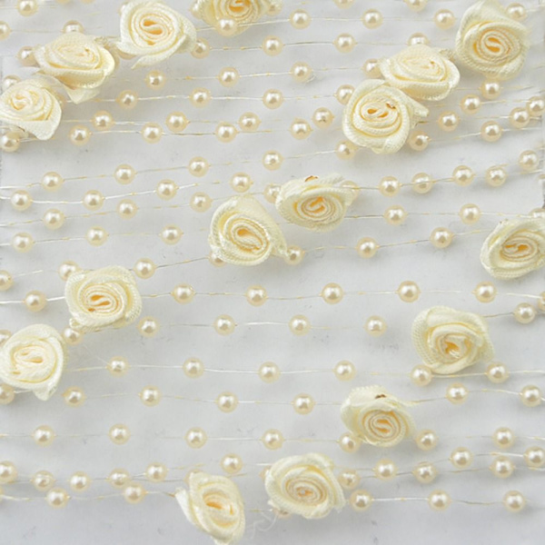 Kunstige perler Perler Kjede Rose Blomster Kranser HVIT white