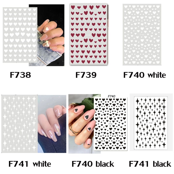 Nail Stickers Självhäftande dekaler 3D