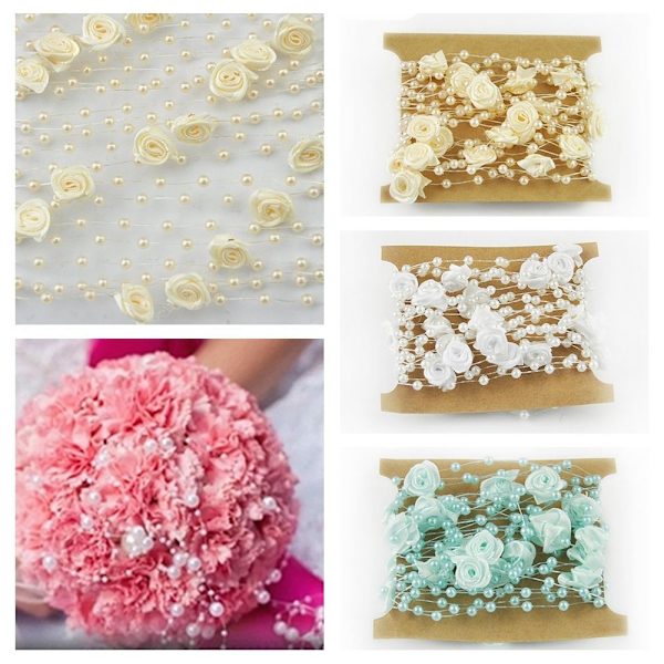 Kunstige perler Perler Kjede Rose Blomster Kranser RØD red