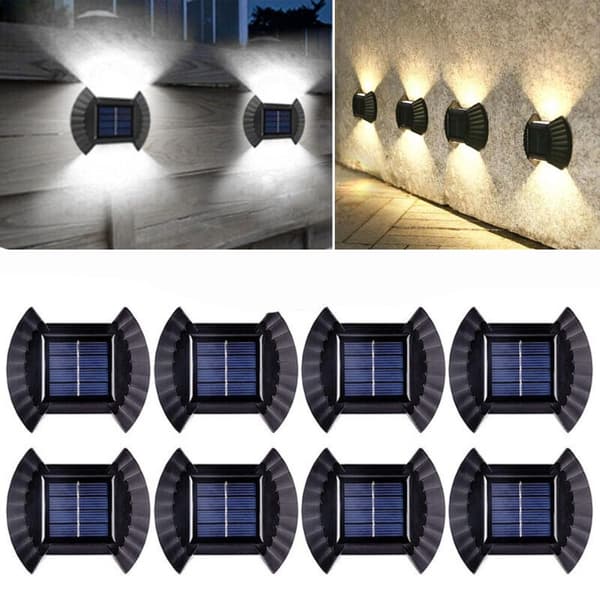 LED Solar Light Utvendig Vegglampe HVIT LYS-2LED HVIT white light-2LED