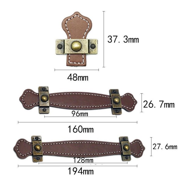 Zinklegering Läderhandtag Läderbox Handtag SVART 96MM 96MM Black 96mm-96mm