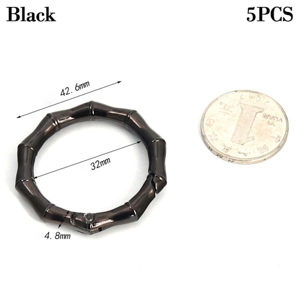 5 st Spring Polygon-Ring Spännen Karbinhake Handväskor Handväskor Black 42.6mm