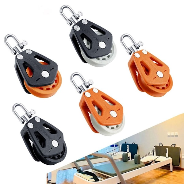 Rustfritt stål Remskive Enkelthjul Svingbar SVART&ORANSJE Black&Orange