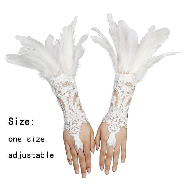 Feather Long Gloves Gothic Mesh Sleeve Vantar