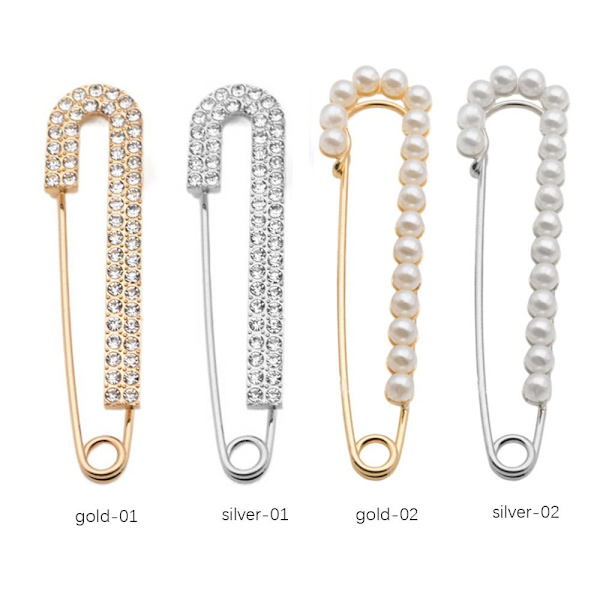 4 stk perlebroche reversnål GULD 01 01 gold 01-01