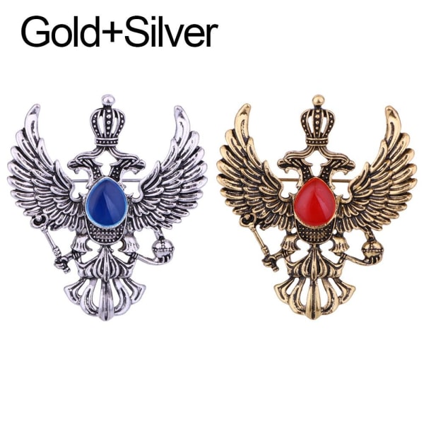 2st Eagle Badge Brosch Wing Pin GULD+SILVER GULD+SILVER Gold+Silver