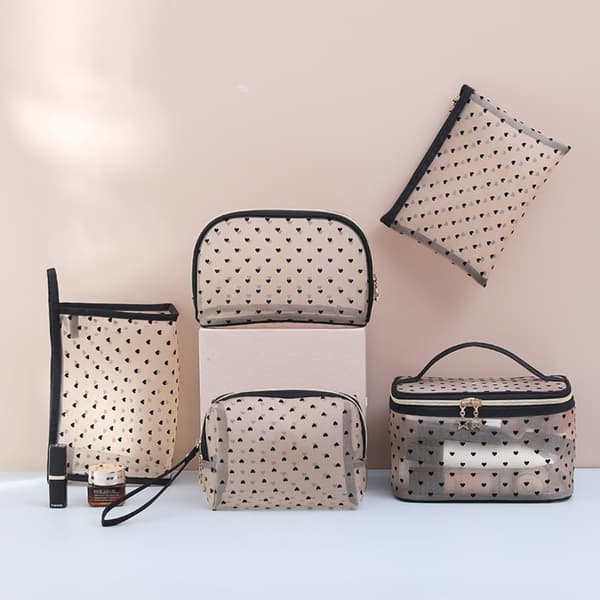 Mesh kosmetikkveske Makeup Bag TRANSPARENT D D Transparent D-D
