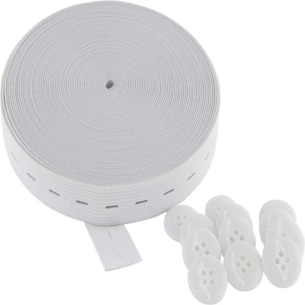 Elastisk linning Justerbare knaphuller white