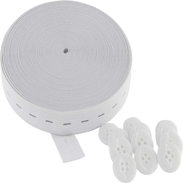 Elastisk linning justerbare knappehull white