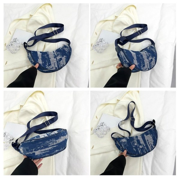 Denim Crossbody Bag Skulder Messenger Bag LYS BLÅ Light Blue
