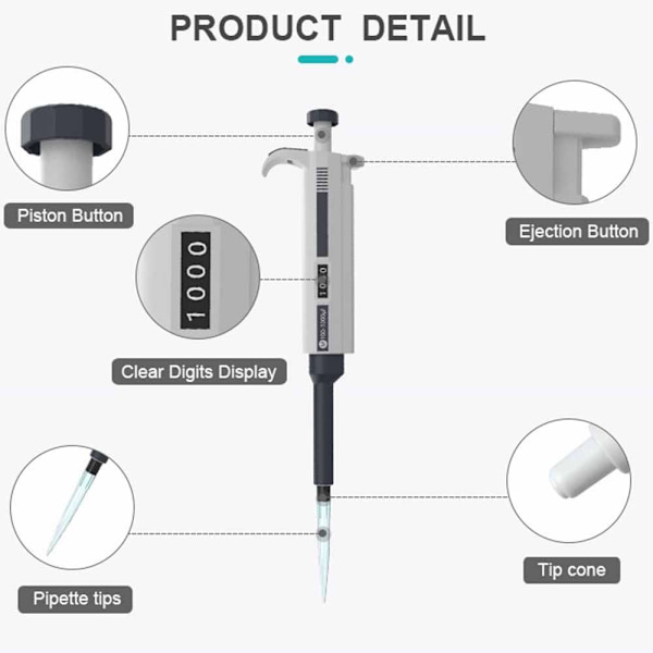 Yksikanavainen pipetin säädettävä tilavuus mikropipetti