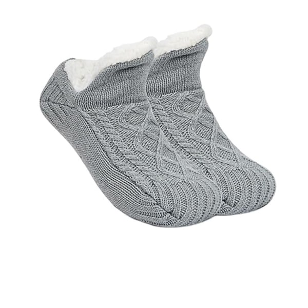 V-Mouth Fluffy Slipper Socks Varme Sokker GRÅ 24CM(35-39)S S Grey 24cm(35-39)S-S