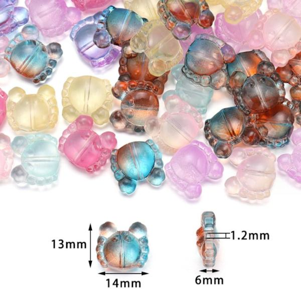 100st färgglada transparenta pärlor glaspärlor krabbapärlor