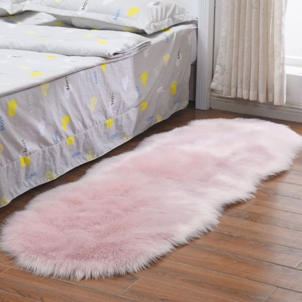 Fluffy tæppeimiteret uldpude GUL yellow