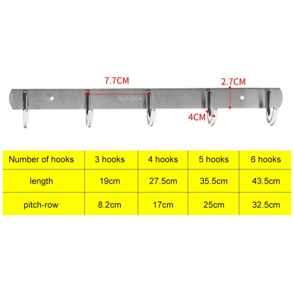 Håndkleholder Nøkkelholder 5 KROKER 5 KROKER 5 hooks