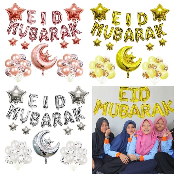 Eid Mubarak Eid Balloner SØLV