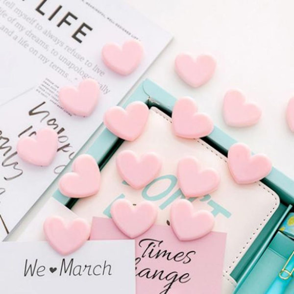 10 STK Noteklips Hjerteklips TRANSPARENT transparent