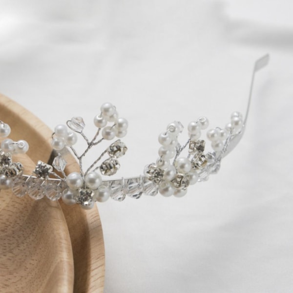Bridal Tiara Headwear Pearl Crown Pannband 2 2 2