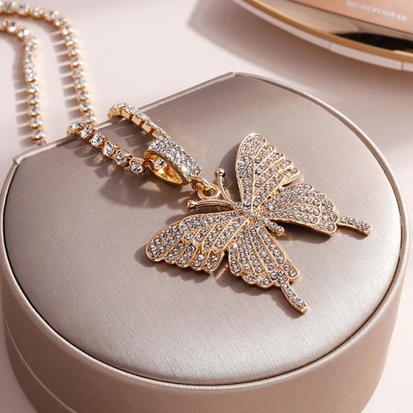 Butterfly Hänge Halsband Nyckelbenskedja GULD gold