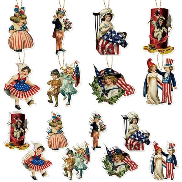 16PCS National Day Doll Pendant Retro Independence Day