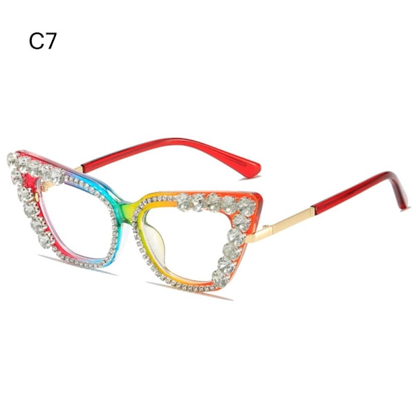 Kvinders Rhinestone Cat Eye Clear Lens Briller Damebriller C7
