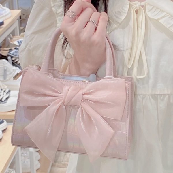 Kvinders clutchpung Håndtasker Sommer Pink Bowknot Tasker HVID White