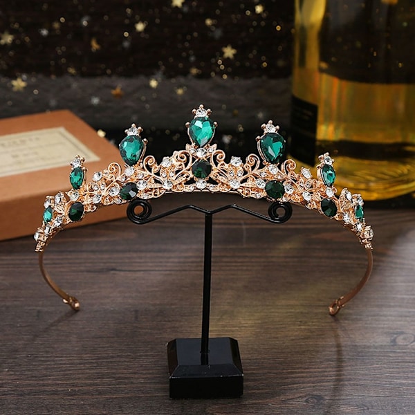 Princess Crystal Tiaras Rhinestone Hair Hoop GREEN green