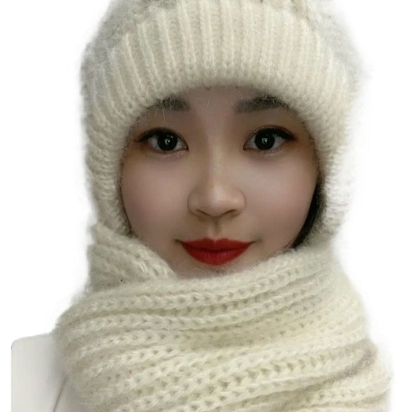 Integrert Cap Skjerf Beanie Hat Skjerf BEIGE Beige