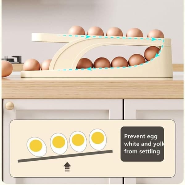 Kjøleskap Egg Dispenser Rulle Egg Rack Egg Oppbevaringsboks