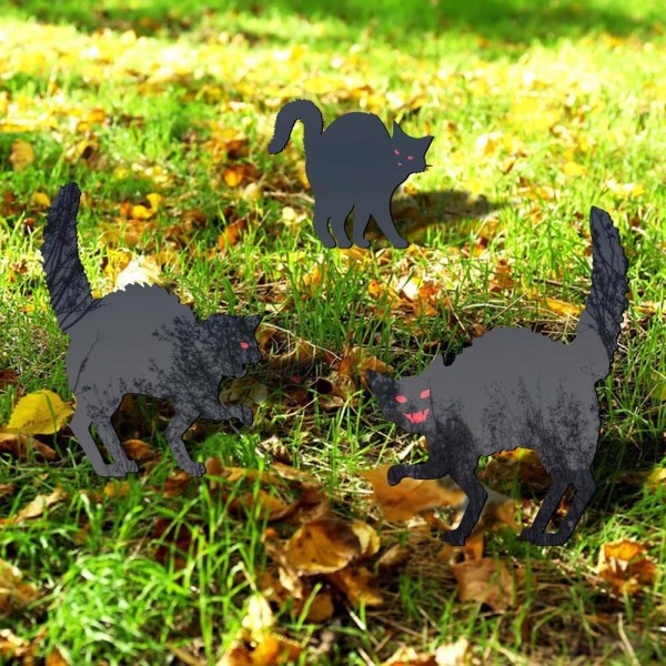 1 stk / 3 stk Black Cat Silhouette Stakes Halloween Scare Stakes 3Pcs