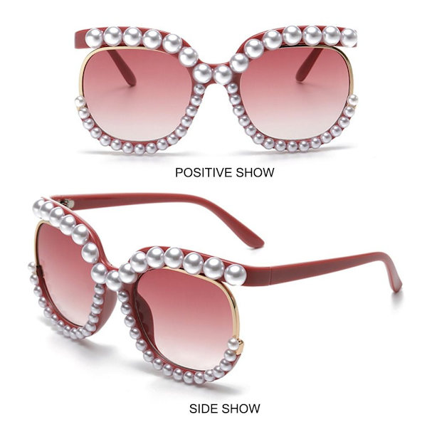 Pearl Sunglassesf eller Women's Party Glasses BEIGE-TEA Beige-Tea