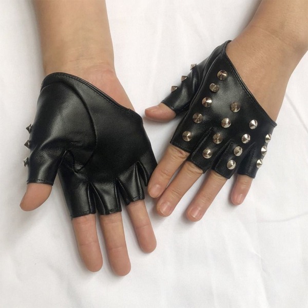 Punk Handsker Half Finger Handsker SORT SMAL NITTE SMAL NITTE black smal rivet-smal rivet