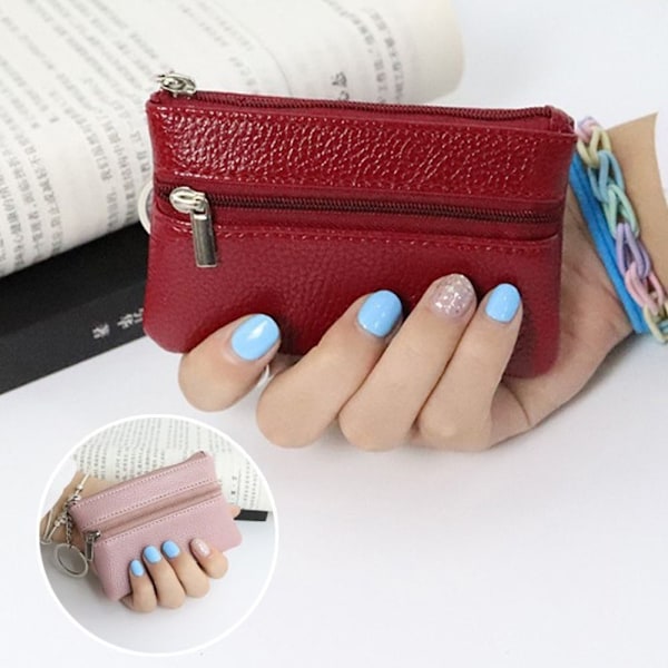 2kpl Mini Short Wallet PU-nahkainen PUNAINEN red