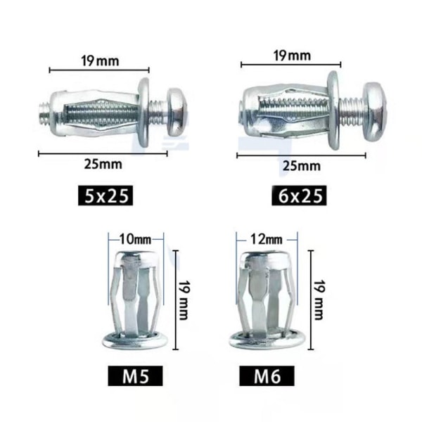 5 st/pack Kronbladnitar Låsmutter 5 SET M6X25MM 5 SET M6X25MM 5 Sets M6x25mm