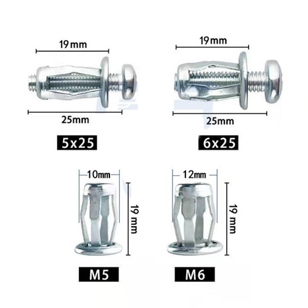 5 stk/pakning kronbladnagler låsemutter 5 SETT M6X25MM 5 SETT M6X25MM 5 Sets M6x25mm