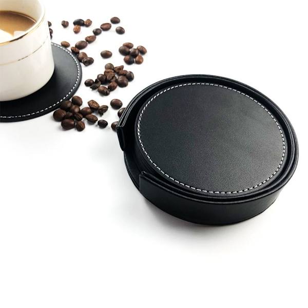Rund Cup Måtte Isoleringsmåtte PU Læder Coaster
