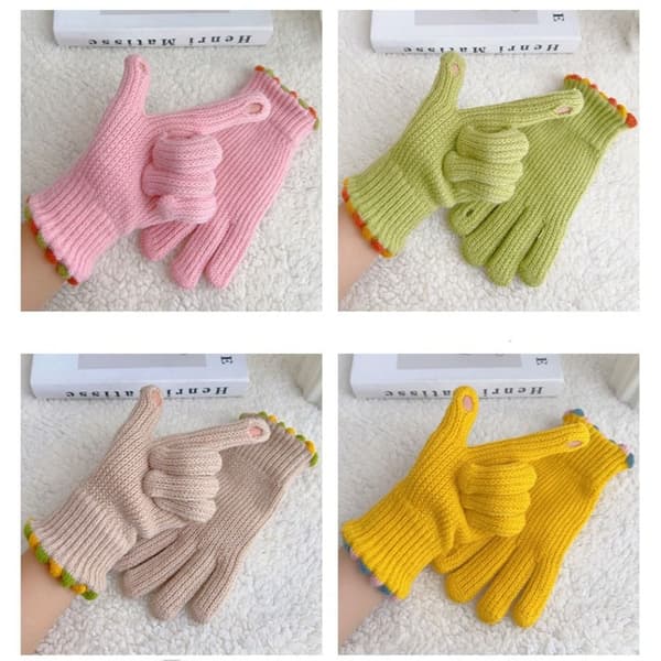 Helfingerhandskar Stickade Stretchhandskar GUL yellow