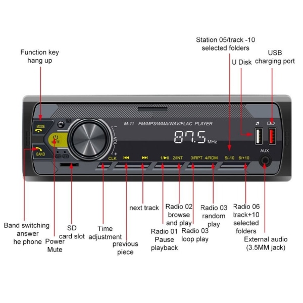 Bil MP3-spelare Bilradio In-dash Audio Huvudenhet