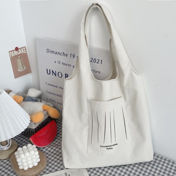 Handlepose Tekstmønsterutskrift Beige Bag D D D