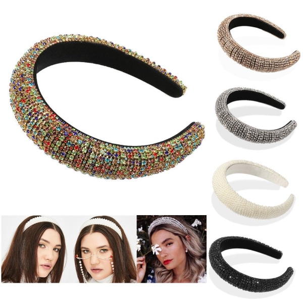 Rhinestone Pearl Haiband Wedding Headdress Full Crystal GOLD gold